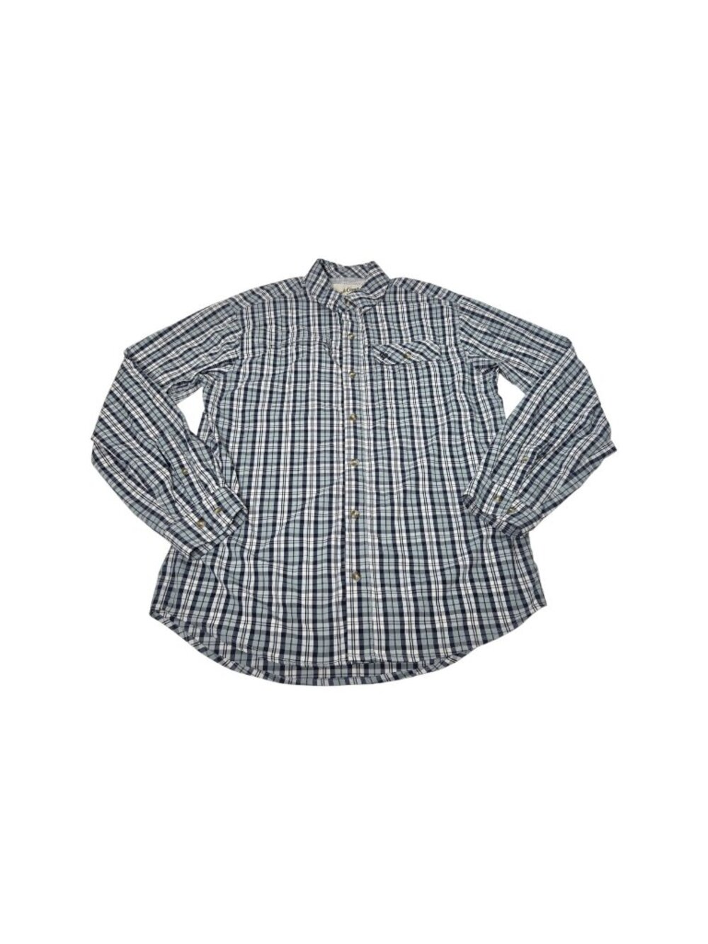 Duck Camp Vented Long Sleeve Button Up Shirt Men's Large Blue Plaid Fishing